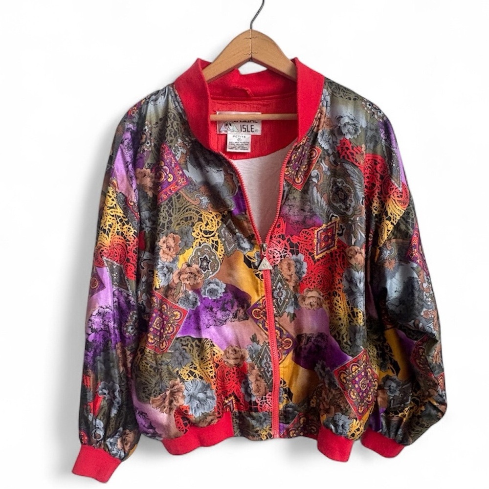 Vintage Casual Isle Petite Satin Bomber Jacket